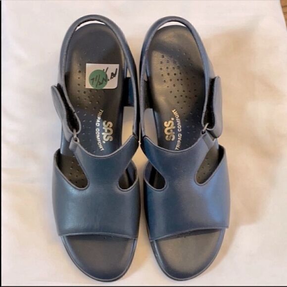 SAS SUNTIMER BLUE LEATHER SANDALS.  NEW - Picture 2 of 7